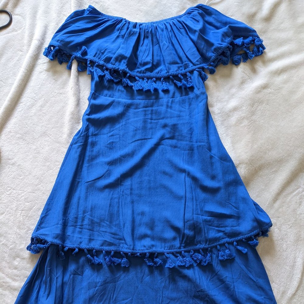 Lulus NWT Blue Tassel Dress